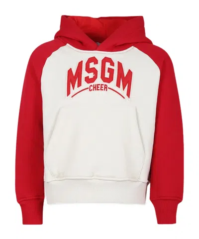 Msgm Logo-embroidered Hoodie In White