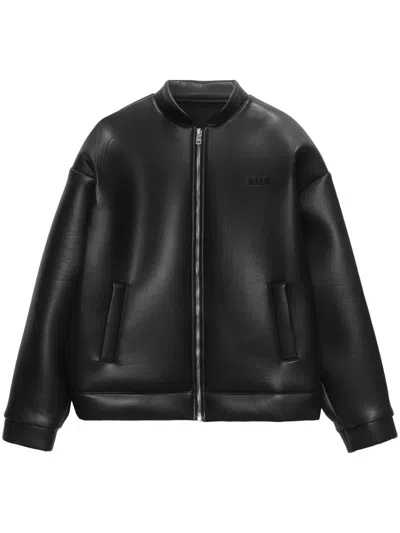 Msgm Logo-embroidered Jacket In Black