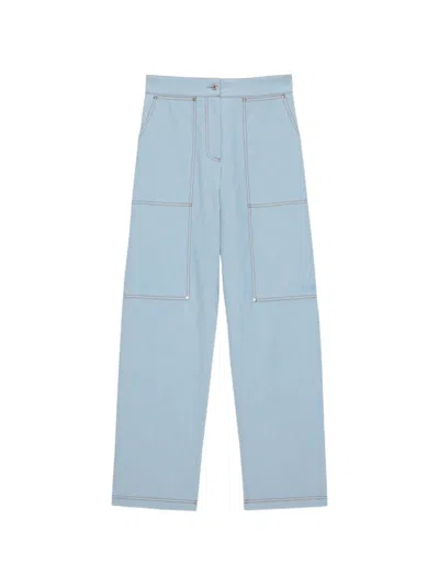 Msgm Logo-embroidered Jeans In Blue