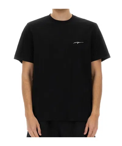 Msgm Logo Embroidered Jersey T-shirt In Black