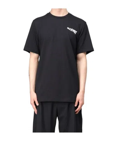 Msgm Logo Embroidered Jersey T-shirt In Black