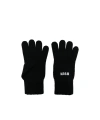 Msgm Logo-embroidered Knitted Gloves In Black