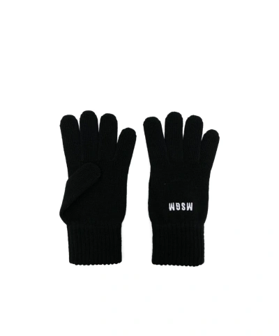 MSGM LOGO-EMBROIDERED KNITTED GLOVES
