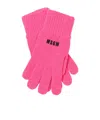 Msgm Logo-embroidered Knitted Gloves In Pink