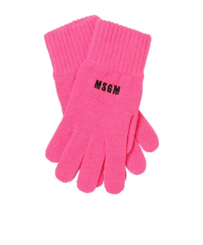 MSGM LOGO-EMBROIDERED KNITTED GLOVES