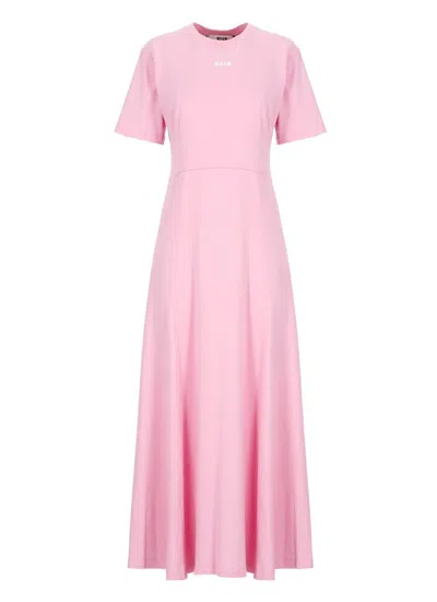 Msgm Dress With Logo In Pink
