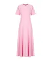 Msgm Logo Embroidered Midi Dress In Pink