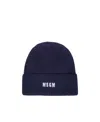 Msgm Logo-embroidered Ribbed-knit Beanie In Black
