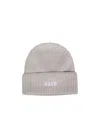 Msgm Logo Embroidered Knitted Beanie In Gray