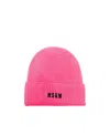 Msgm Logo-embroidered Ribbed-knit Beanie In Pink