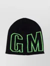 Msgm Logo Embroidered Ribbed Knit Stretch Beanie Hat
