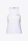 Msgm Embroidered-logo Ribbed Tank Top In White