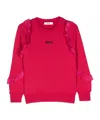 Msgm Logo-embroidered Ruffle-detailing Sweatshirt In Red