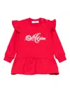 Msgm Logo-embroidered Ruffled Dress In Red