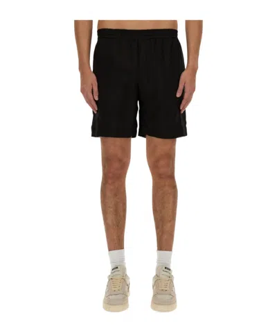MSGM MSGM LOGO EMBROIDERED THIGH-LENGTH SHORTS