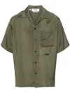 Msgm Logo-embroidered Shirt In Green
