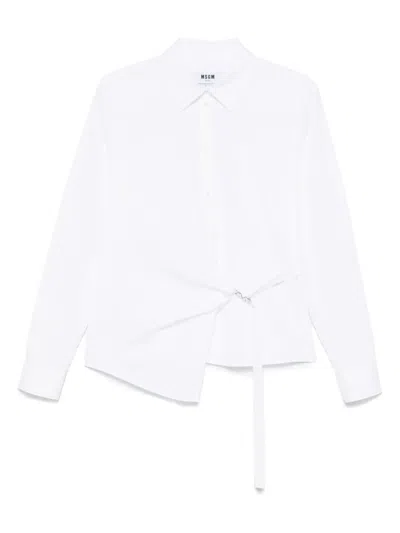 Msgm Logo-embroidered Shirt In White