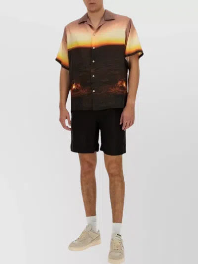 Msgm Logo Embroidered Shorts Above Knee In Multicolour