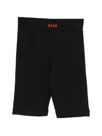 Msgm Kids' Logo-embroidered Shorts In Black