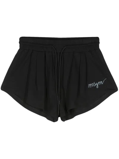 MSGM LOGO-EMBROIDERED SHORTS