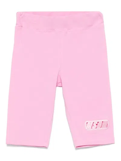 Msgm Kids' Logo-embroidered Shorts In Pink