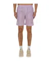 Msgm Regular Fit Cupro Shorts With Logo Detail In Pink