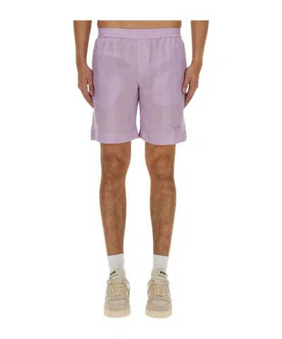 MSGM MSGM LOGO EMBROIDERED THIGH-LENGTH SHORTS