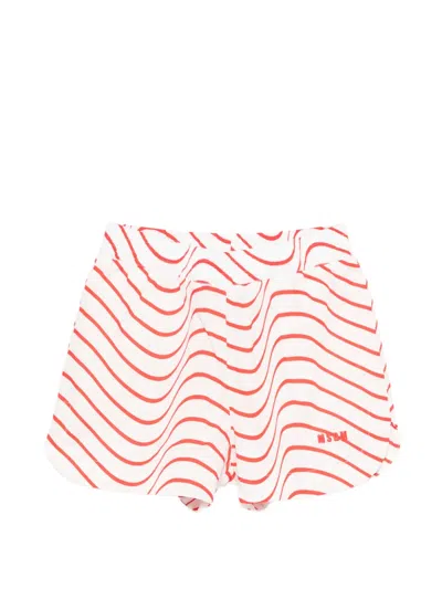 Msgm Kids' Logo-embroidered Shorts In White