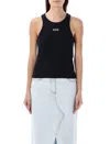 Msgm Logo Embroidered Sleeveless Ribbed Tank Top In Black