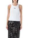 Msgm Cotton Jersey Logo Tank Top In Optic White