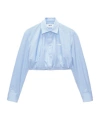 Msgm Logo-embroidered Striped Cropped Shirt In Blue
