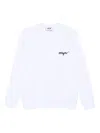 Msgm White Crewneck Sweatshirt With Script Logo In White