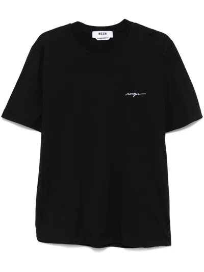 MSGM LOGO-EMBROIDERED T-SHIRT