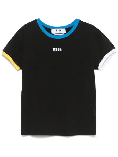 MSGM LOGO-EMBROIDERED T-SHIRT