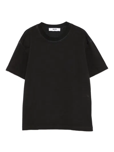 Msgm Kids' Logo-embroidered T-shirt In Black