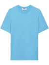 Msgm Logo-embroidered T-shirt In Blue