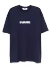 Msgm Blue T-shirt With Print On The Front And Logo On The Back In Cotton Man In Blue