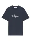 Msgm Logo-embroidered T-shirt In Blue