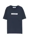 Msgm Logo-embroidered T-shirt In Blue