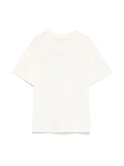 Msgm Kids' Logo-embroidered T-shirt In Neutrals
