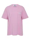 Msgm Logo-embroidered T-shirt In Pink