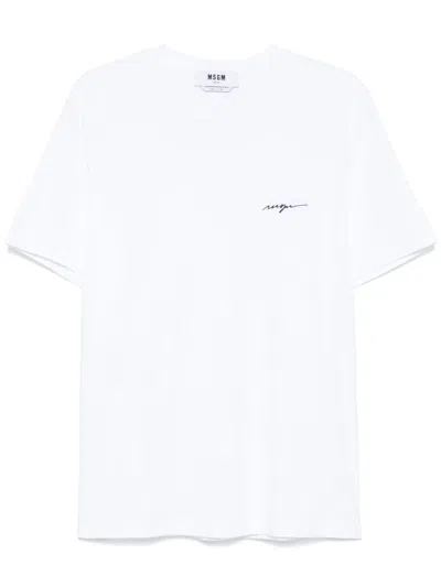 MSGM LOGO-EMBROIDERED T-SHIRT