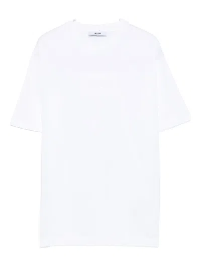 Msgm Logo-embroidered T-shirt In White