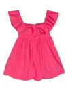 Msgm Logo-embroidered Taffeta Dress In Pink