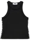 Msgm Black Cotton Top In Black