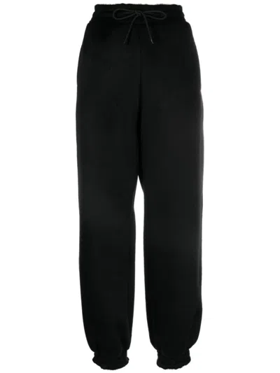 Msgm Logo-embroidered Tapered-leg Trousers In Black
