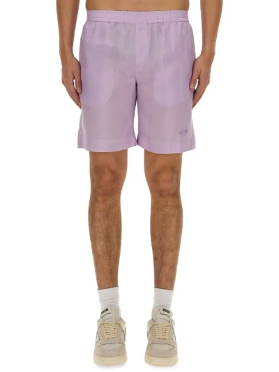 Msgm Logo Embroidered Thigh In Purple