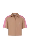Msgm Logo-embroidered Top In Brown