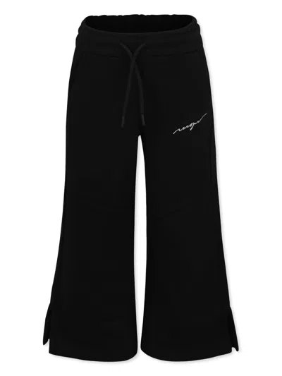 Msgm Kids' Logo-embroidered Track Pants In Black