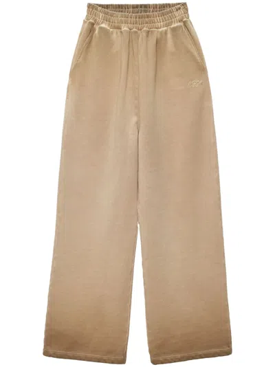 Msgm Logo-embroidered Track Pants In Neutrals